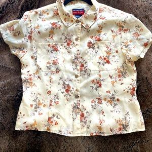 Retro floral short sleeve floral shirt size large